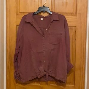 Long sleeve purple denim blouse
